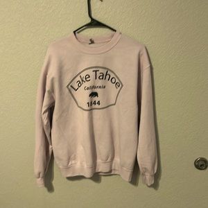 Pink and black Lake Tahoe sweater